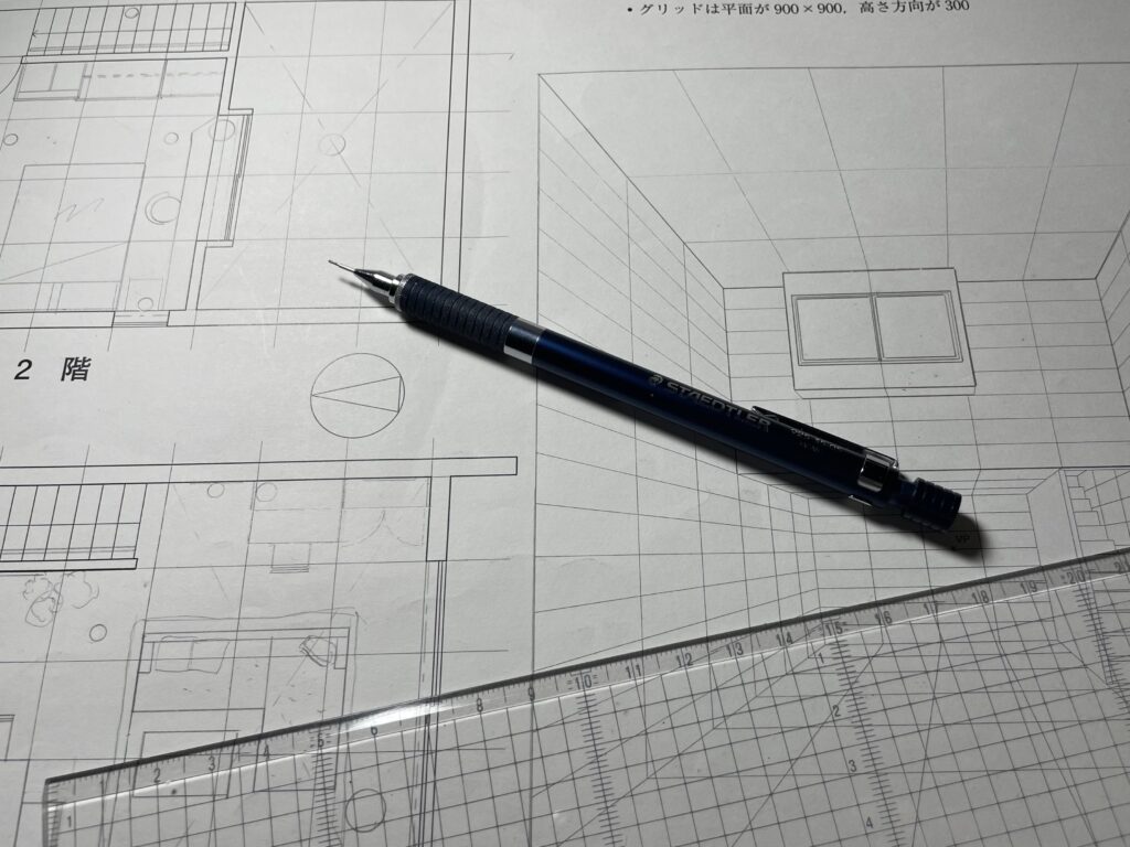2022年二級建築士の製図試験だったことと吹抜けLDKのパース図を描く