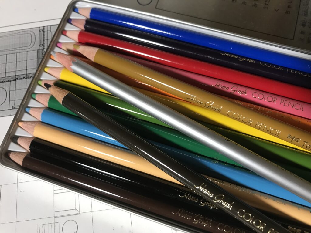 インテリアコーディネーターのプレゼン着彩の練習と色鉛筆について